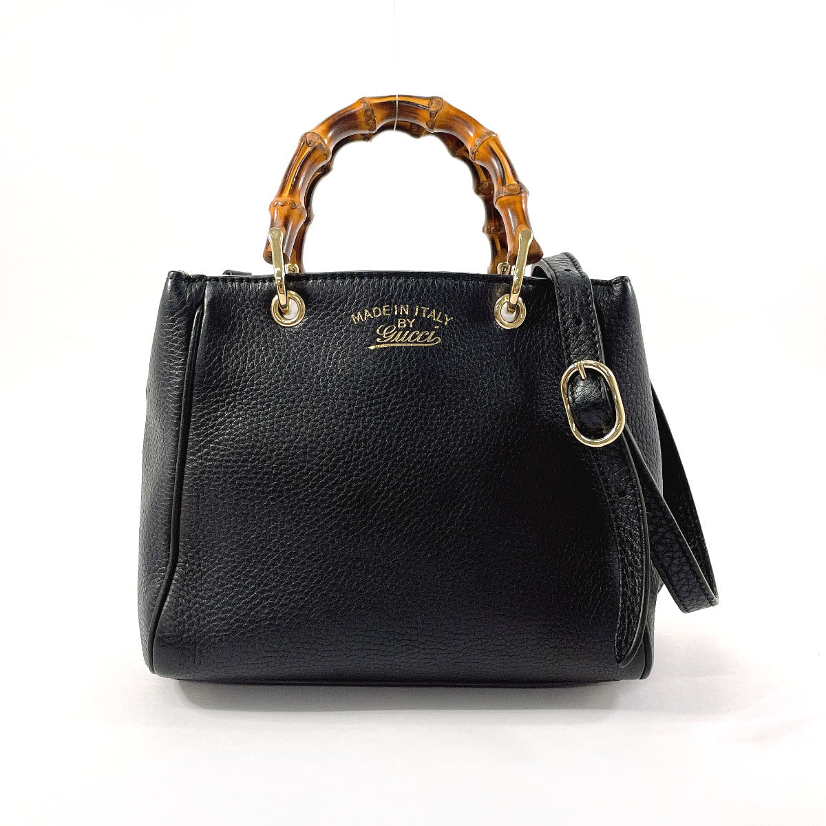 GUCCI Handbag 368823 leather black 2WAY Bamboo mini shopper Women Used