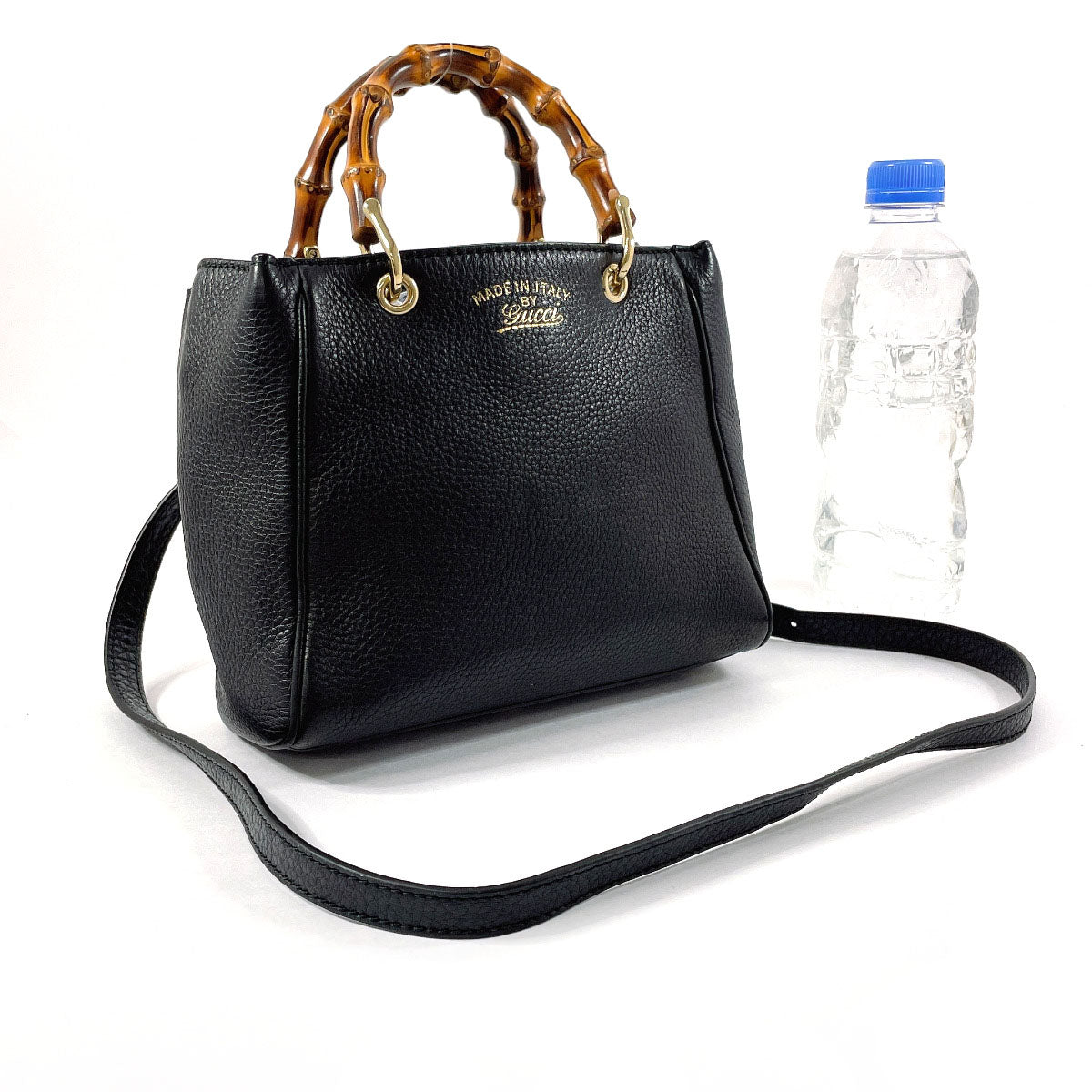 GUCCI Handbag 368823 leather black 2WAY Bamboo mini shopper Women Used