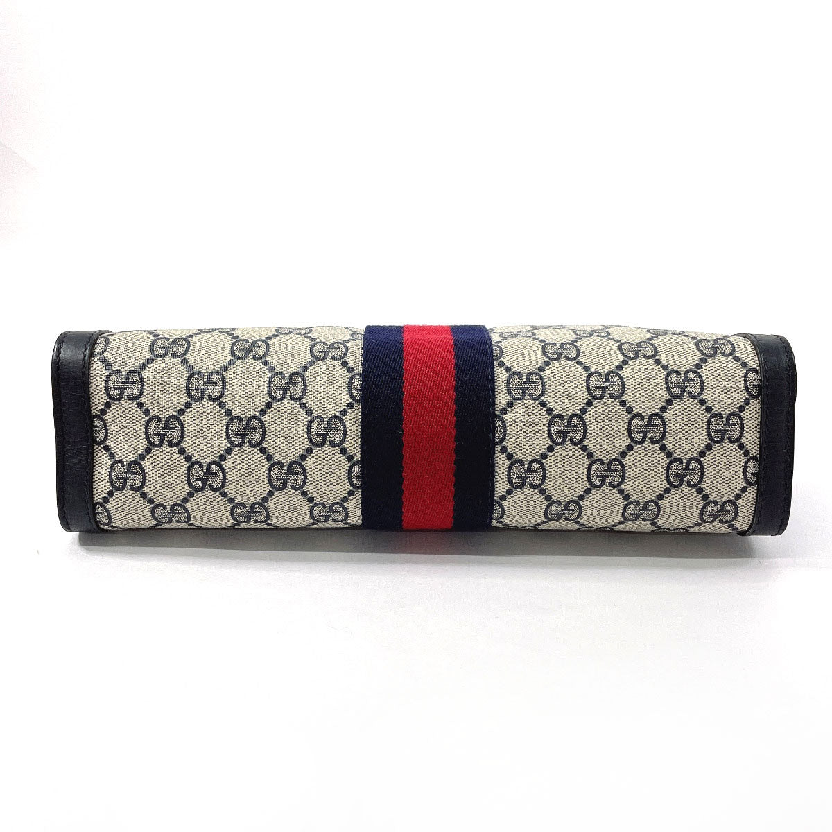 GUCCI business bag GG Supreme canvas, leather Navy Sherry line Old Gucci Perfume unisex Used
