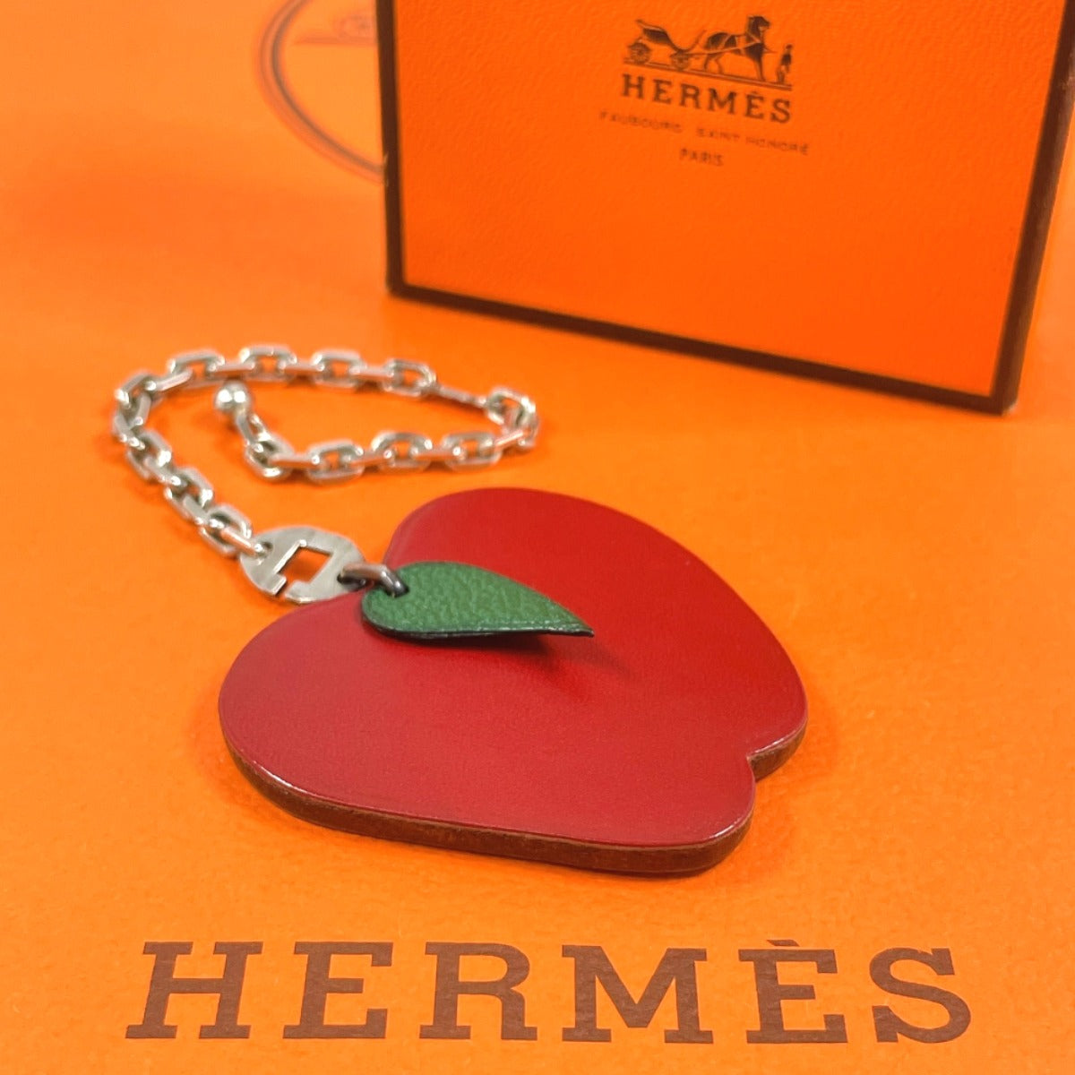 HERMES charm leather Red Apple Women Used