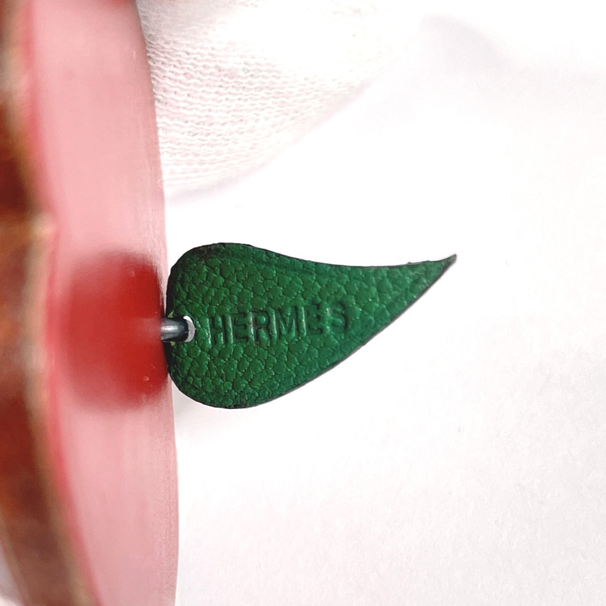 HERMES charm leather Red Apple Women Used