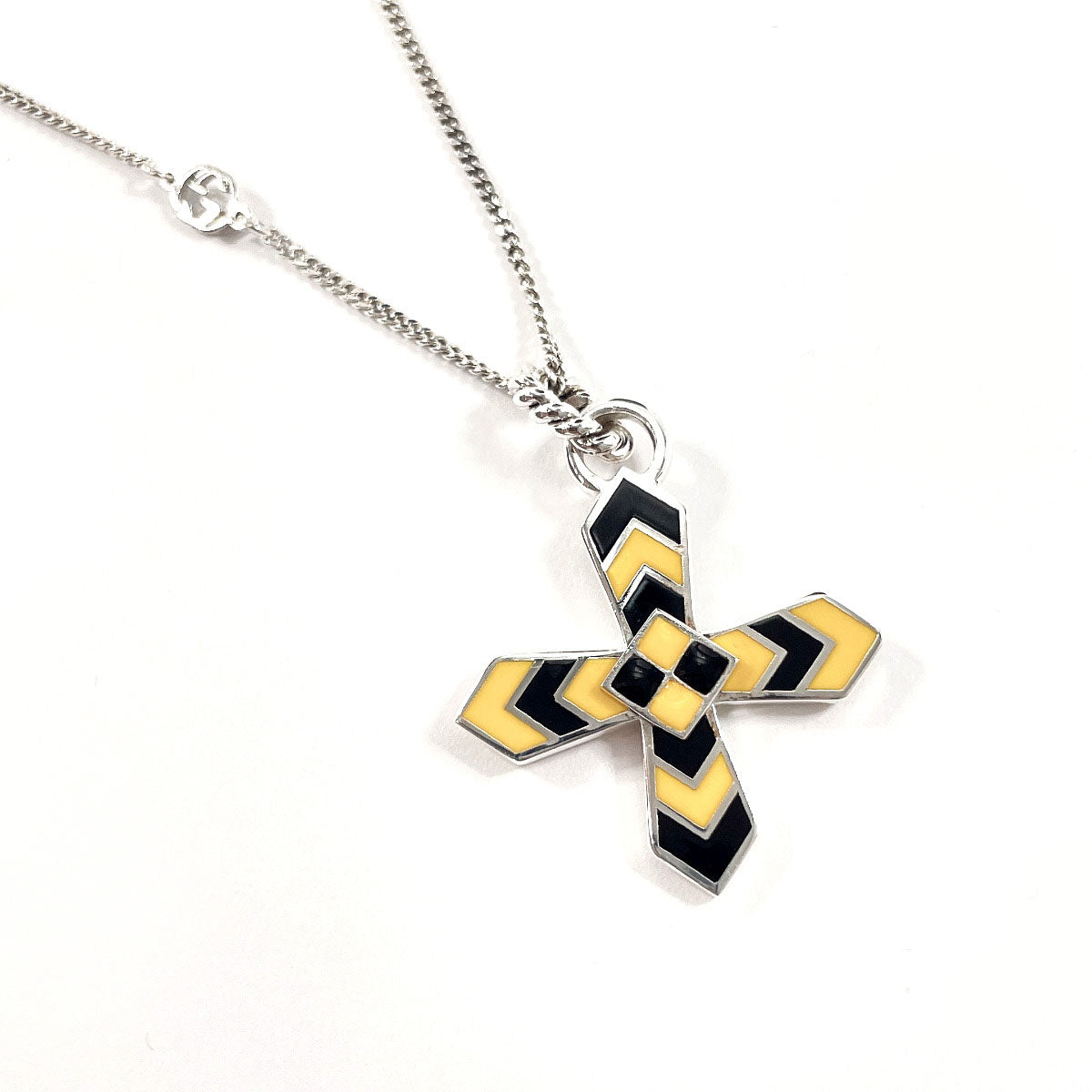 GUCCI Necklace Silver925 Silver Cross GG unisex Used