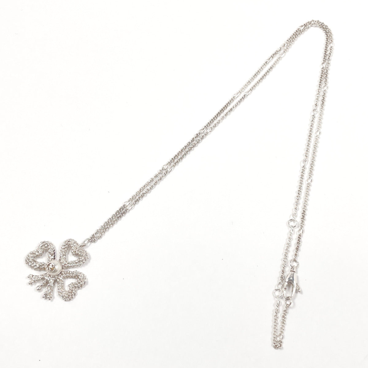 GUCCI Necklace Silver925, pearl Silver Ribbon motif Women Used
