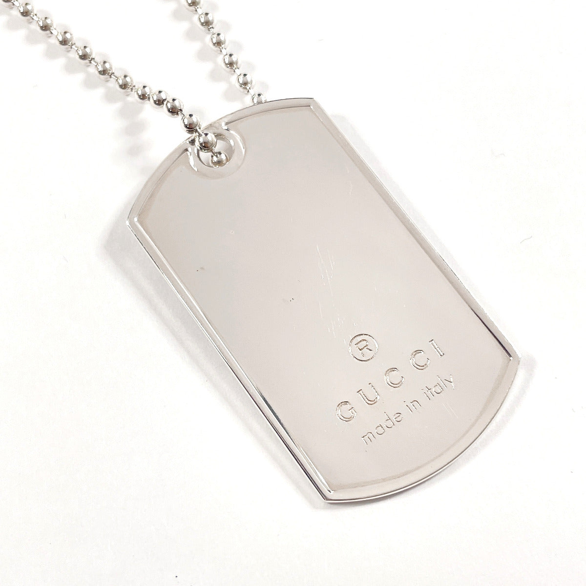 GUCCI Necklace Silver925 Silver Ball chain Dog tag