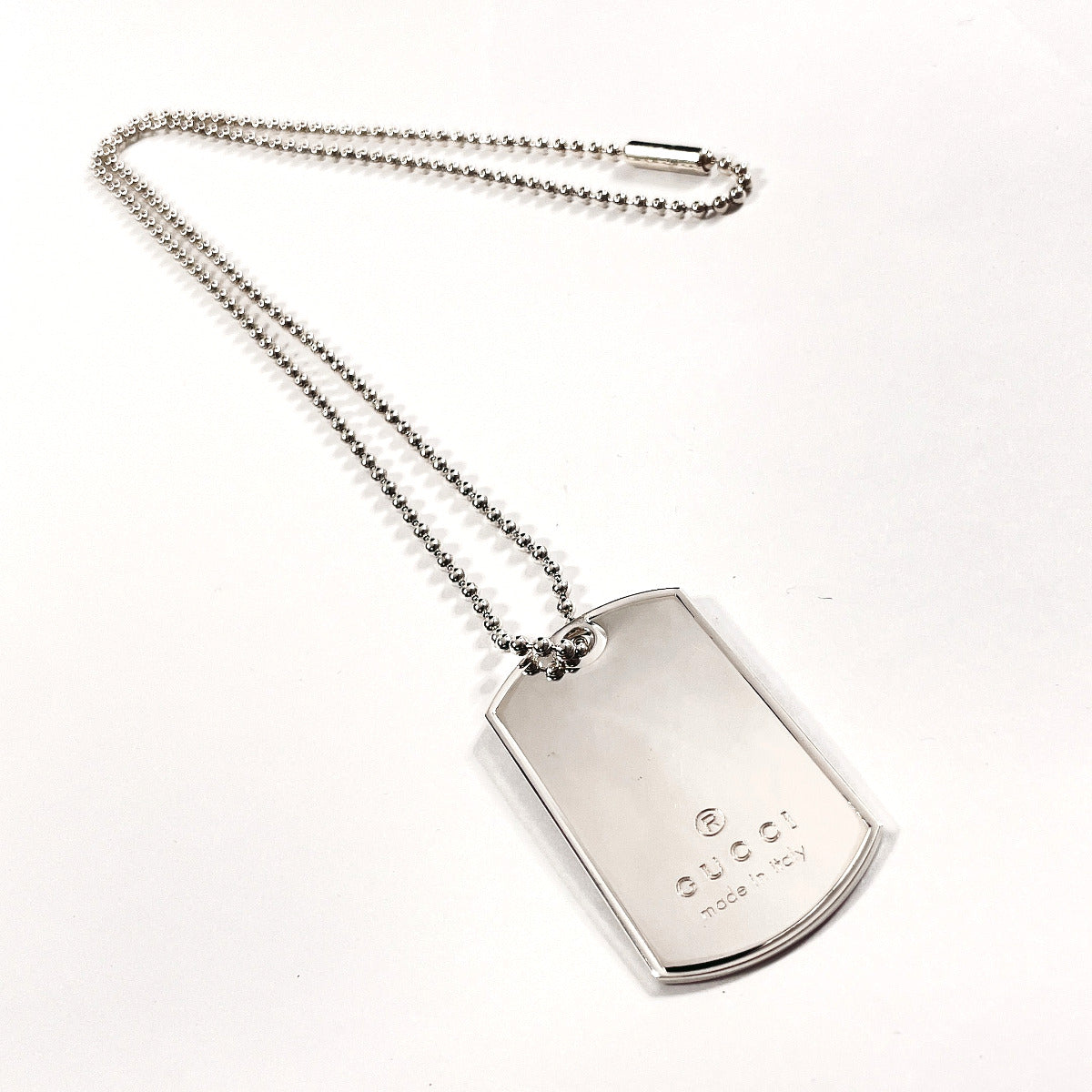 GUCCI Necklace Silver925 Silver Ball chain Dog tag