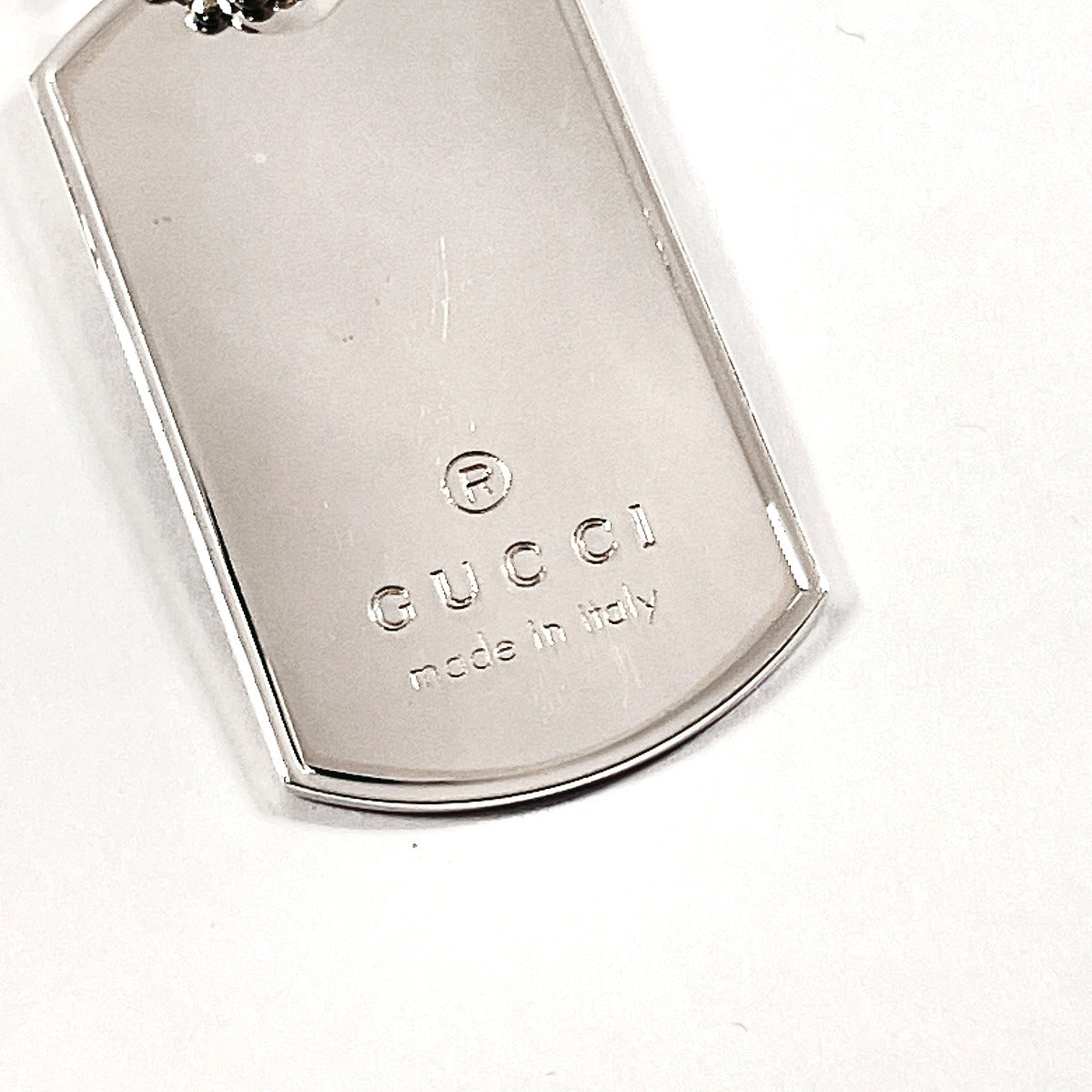 GUCCI Necklace Silver925 Silver Ball chain Dog tag