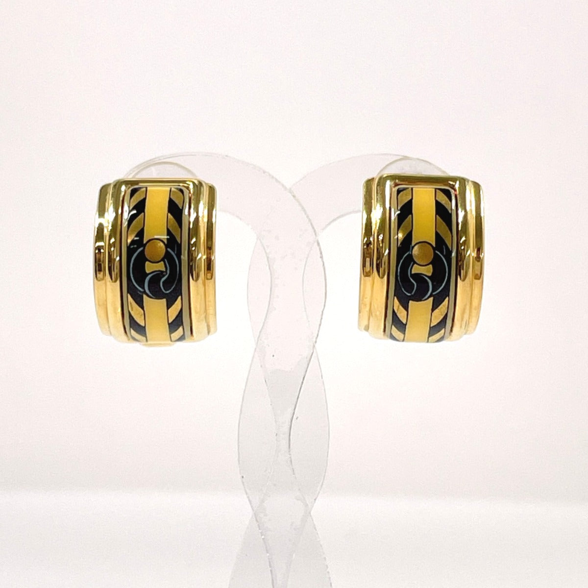 HERMES Earring metal gold Emaille Shippo Women Used