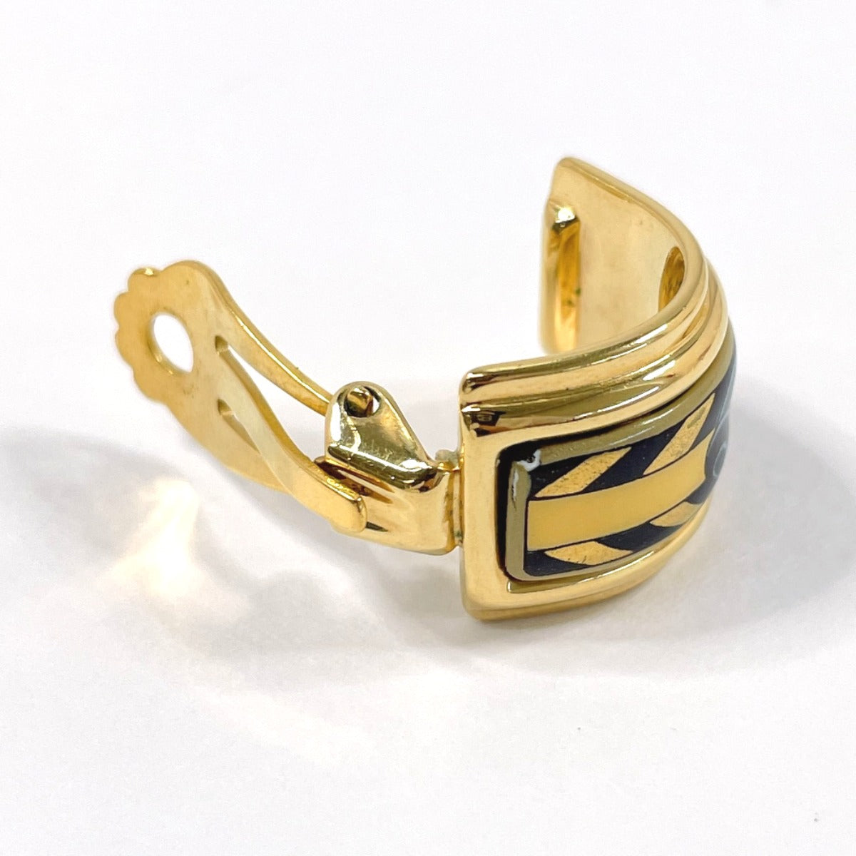HERMES Earring metal gold Emaille Shippo Women Used