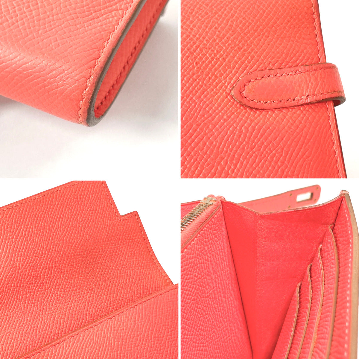 HERMES Long Wallet Purse Epsom pink Kelly wallet Women Used