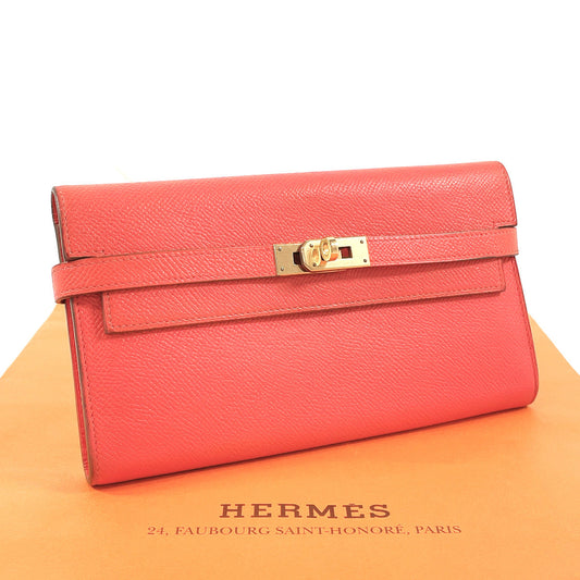 HERMES Long Wallet Purse Epsom pink Kelly wallet Women Used