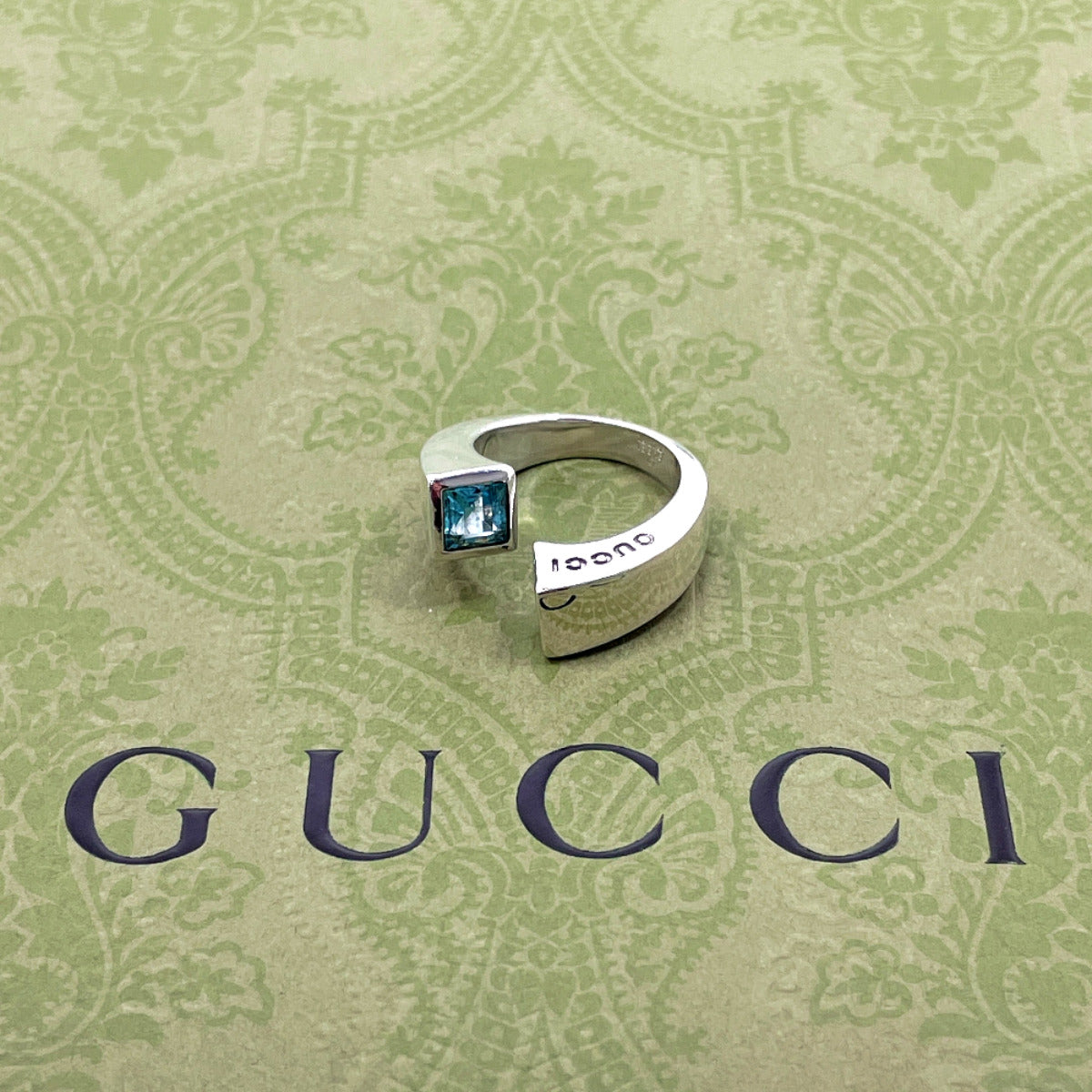 GUCCI Ring Silver925 , Blue Topaz Silver spiral
