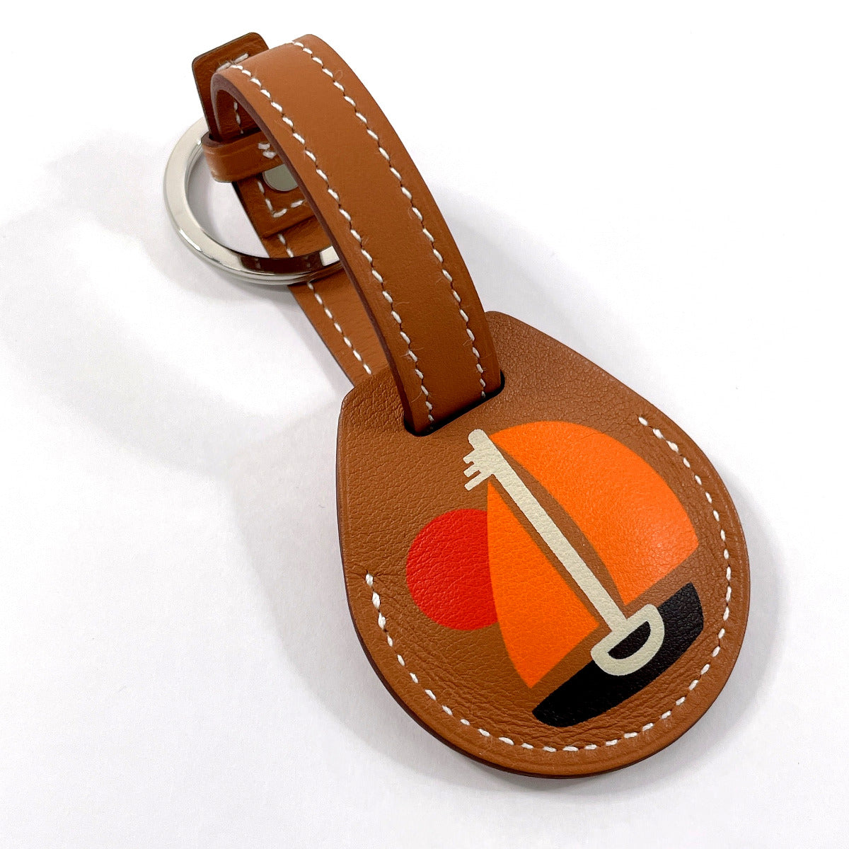 HERMES key ring H0009061J37 Vaux Swift Brown Echape Apple Air Tag Keyring