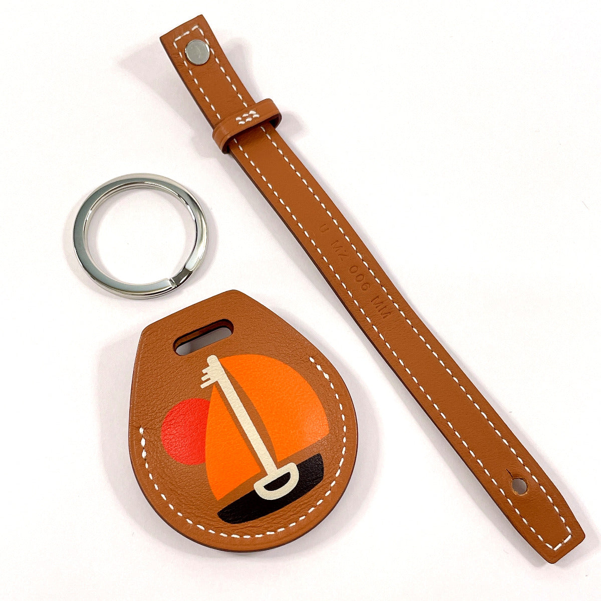 HERMES key ring H0009061J37 Vaux Swift Brown Echape Apple Air Tag Keyring