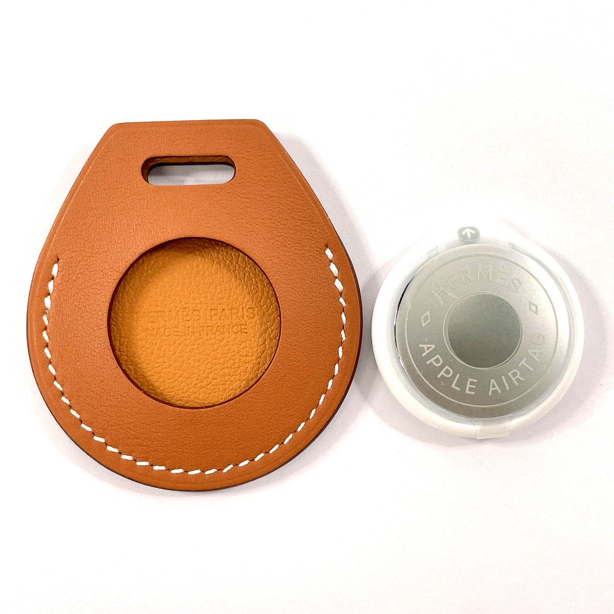 HERMES key ring H0009061J37 Vaux Swift Brown Echape Apple Air Tag Keyring