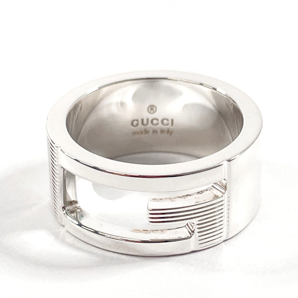 GUCCI Ring Silver925 Silver Branded Cutout G Women 8 Used