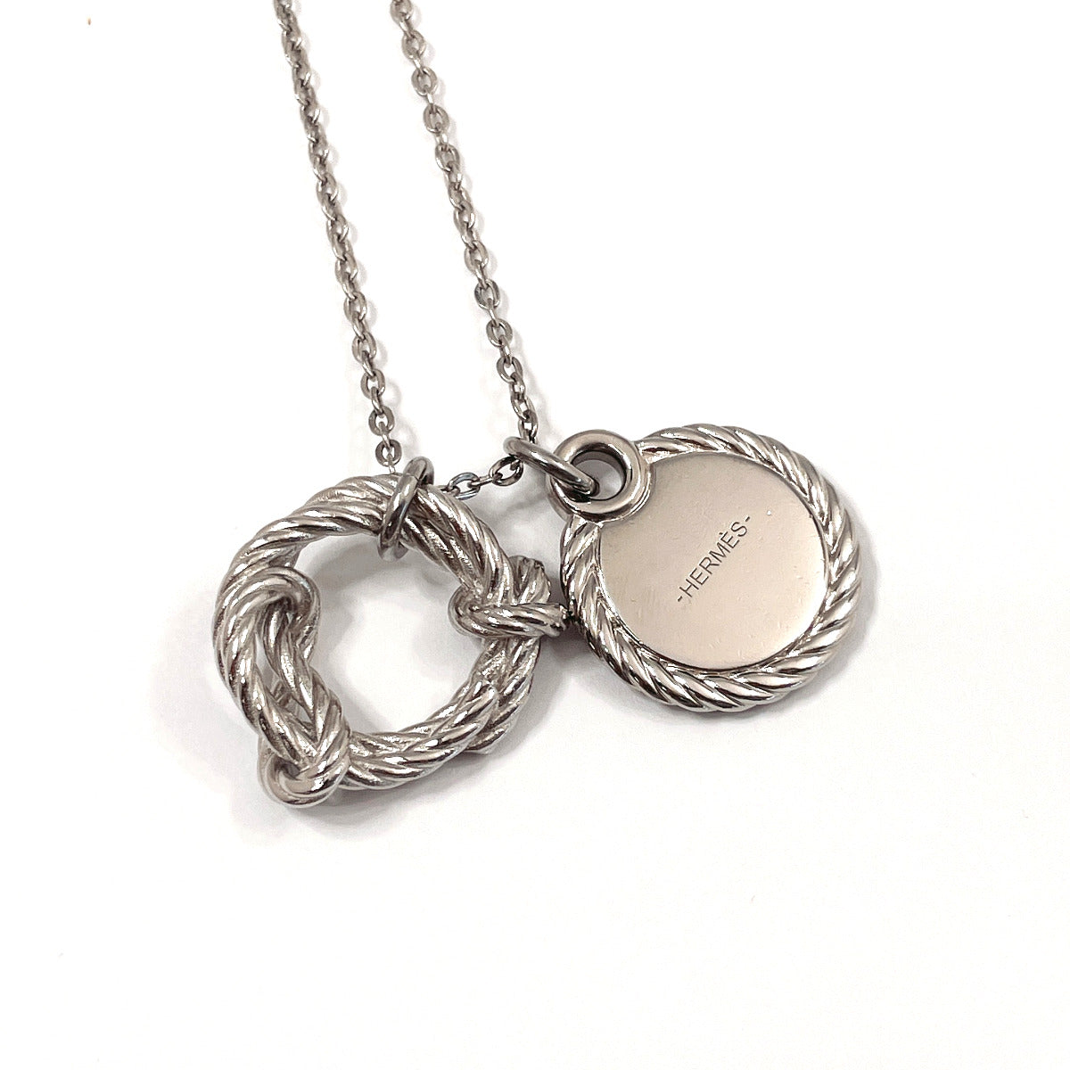 HERMES Necklace metal Silver cordage rope