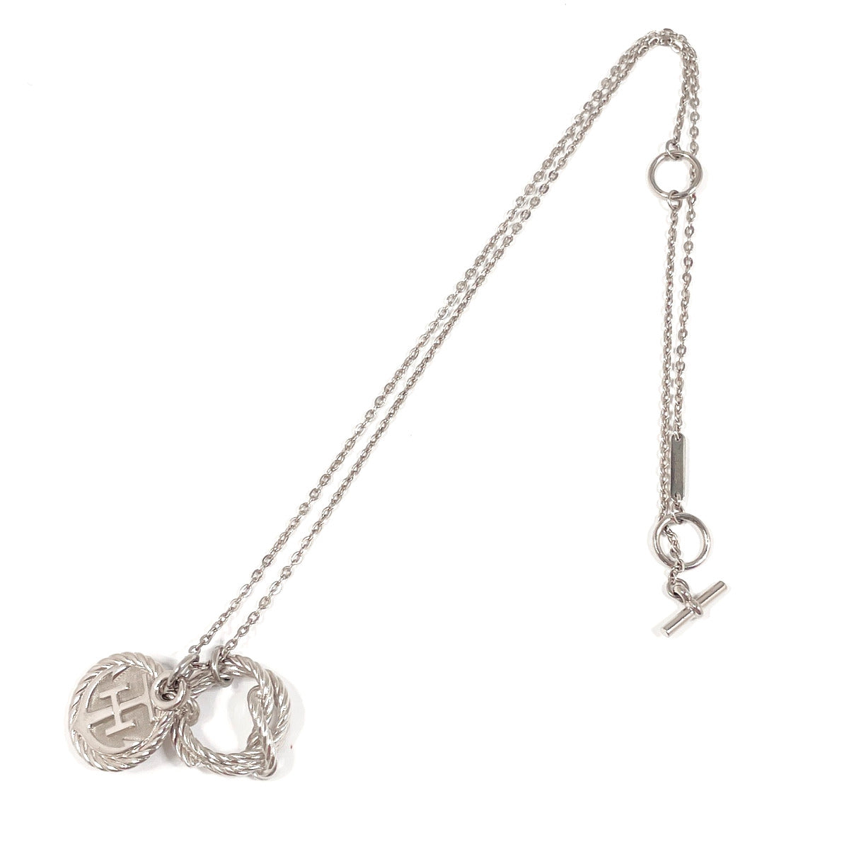 HERMES Necklace metal Silver cordage rope