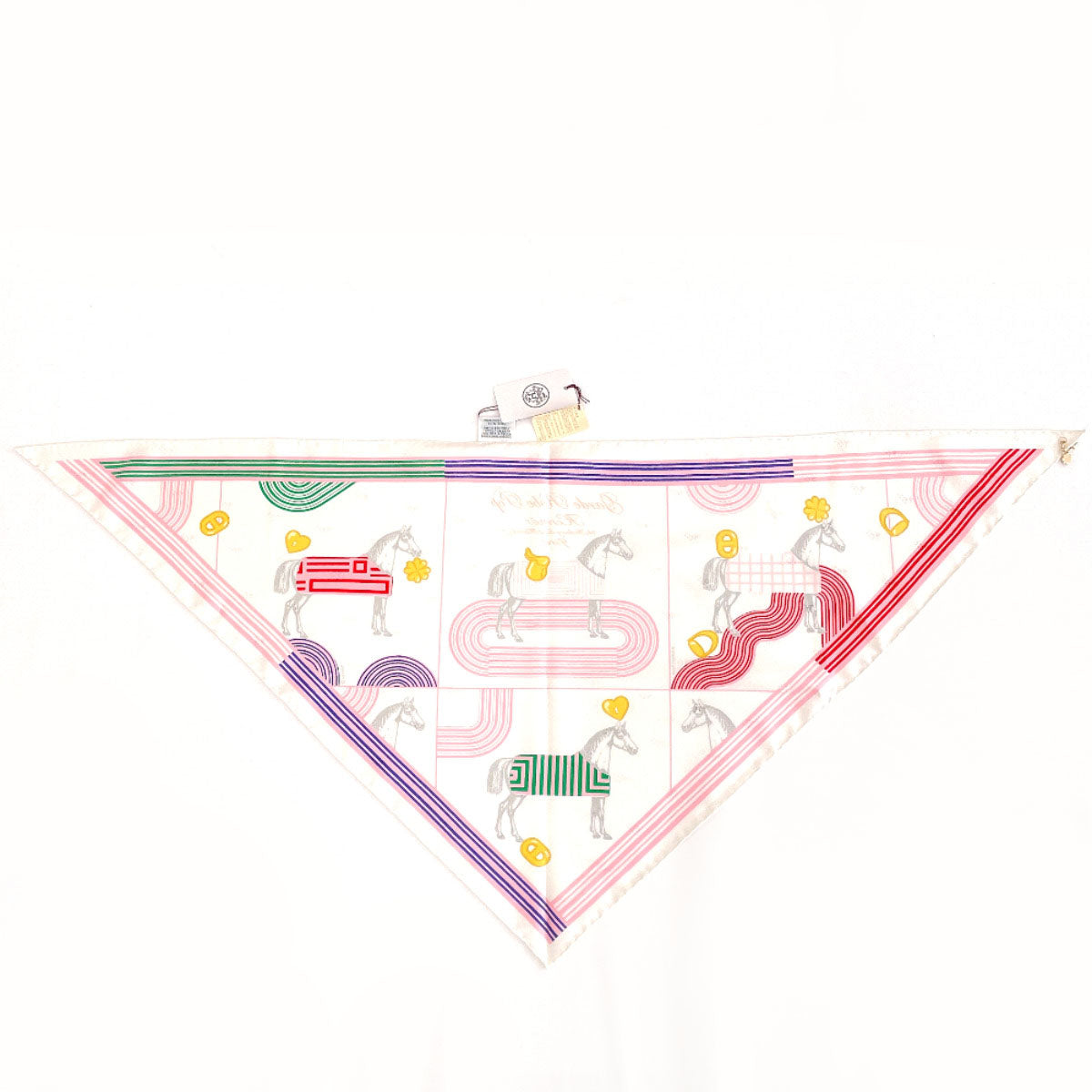 HERMES scarf Silk, 100% silk white Gard robe pop Triangle 70