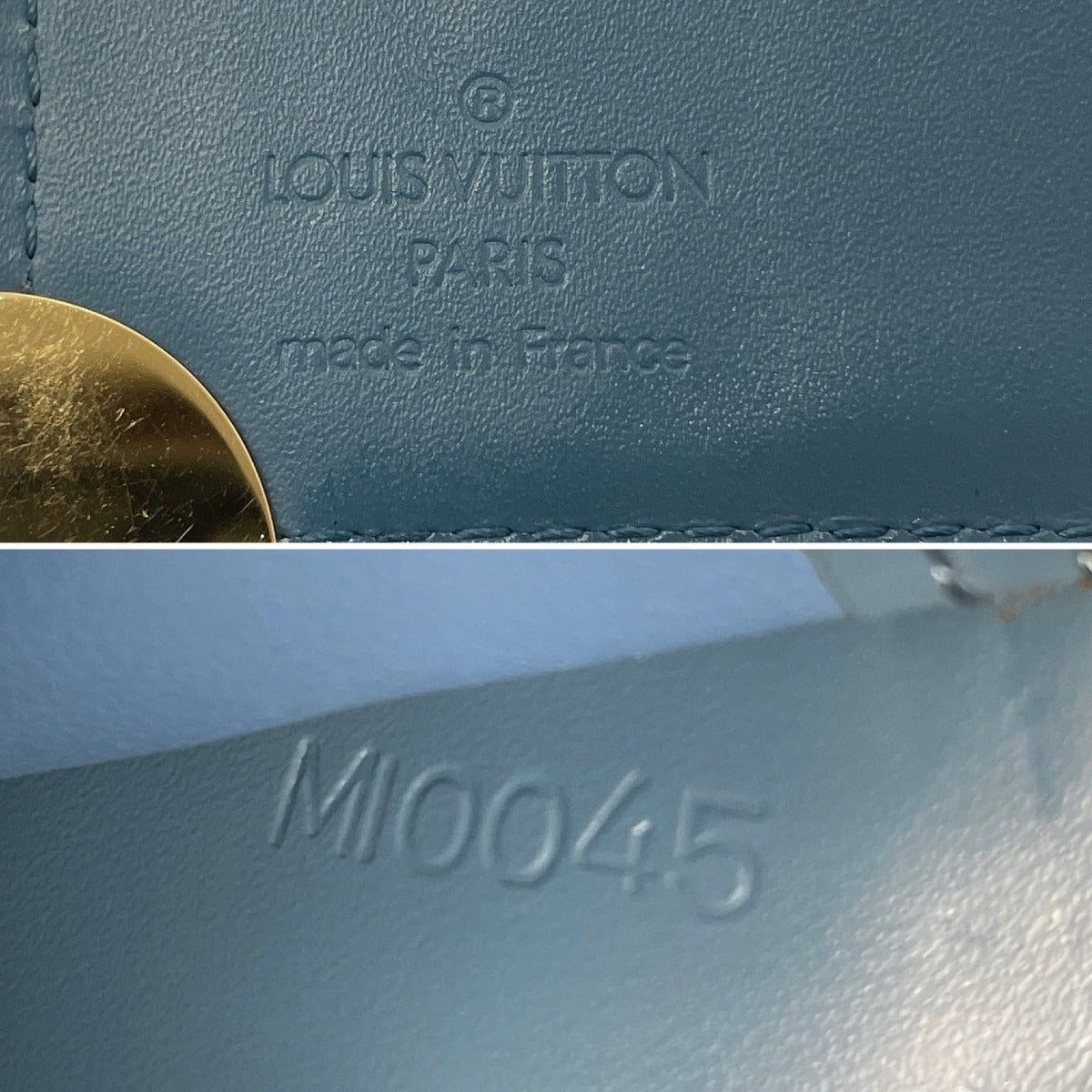 LOUIS VUITTON Bifold Wallet M91829 leather blue Suhari Compact zip