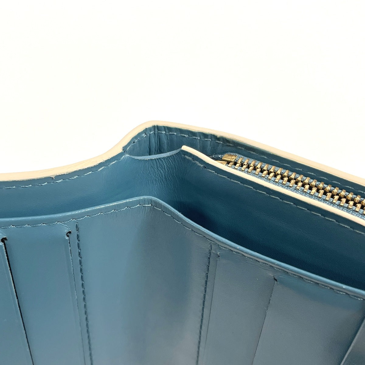 LOUIS VUITTON Bifold Wallet M91829 leather blue Suhari Compact zip