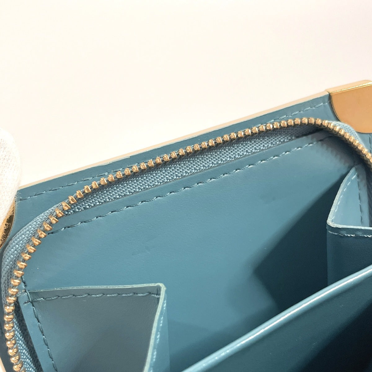 LOUIS VUITTON Bifold Wallet M91829 leather blue Suhari Compact zip