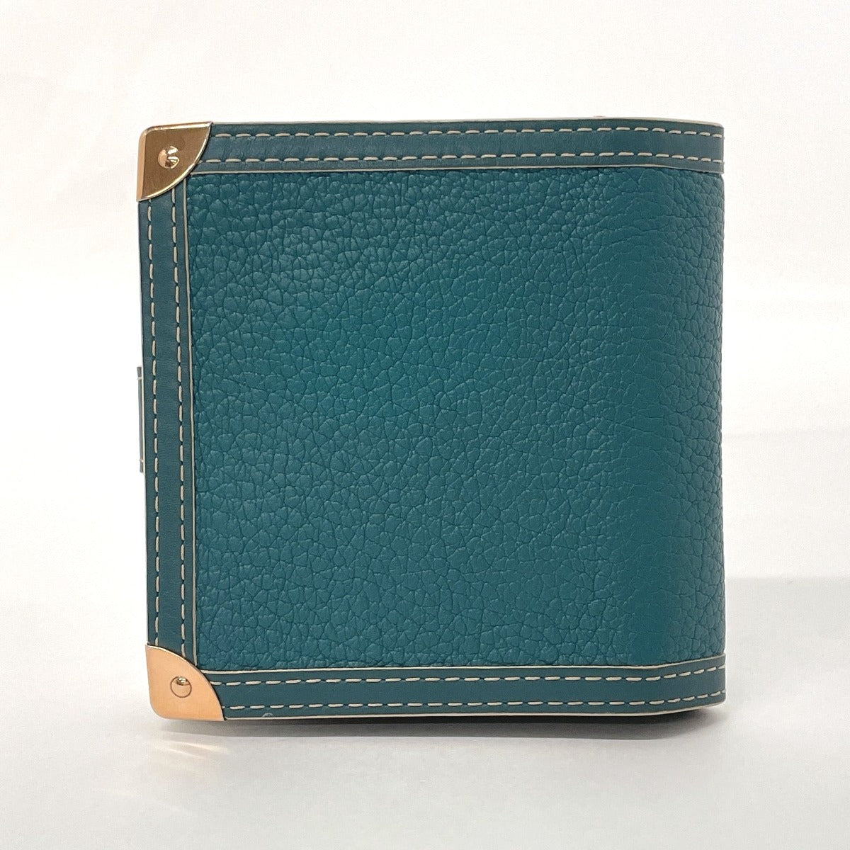 LOUIS VUITTON Bifold Wallet M91829 leather blue Suhari Compact zip