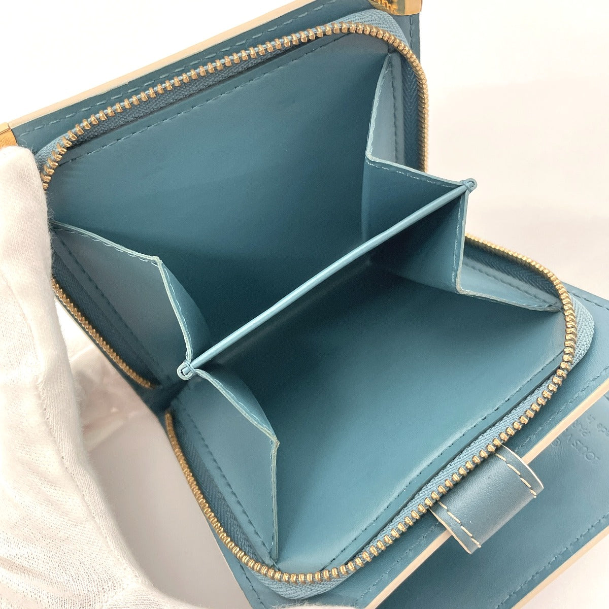 LOUIS VUITTON Bifold Wallet M91829 leather blue Suhari Compact zip