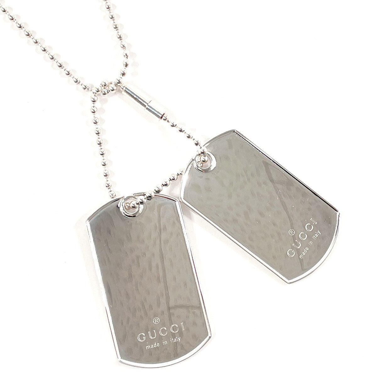 GUCCI Necklace Silver925 Silver Ball chain dog tag double plate