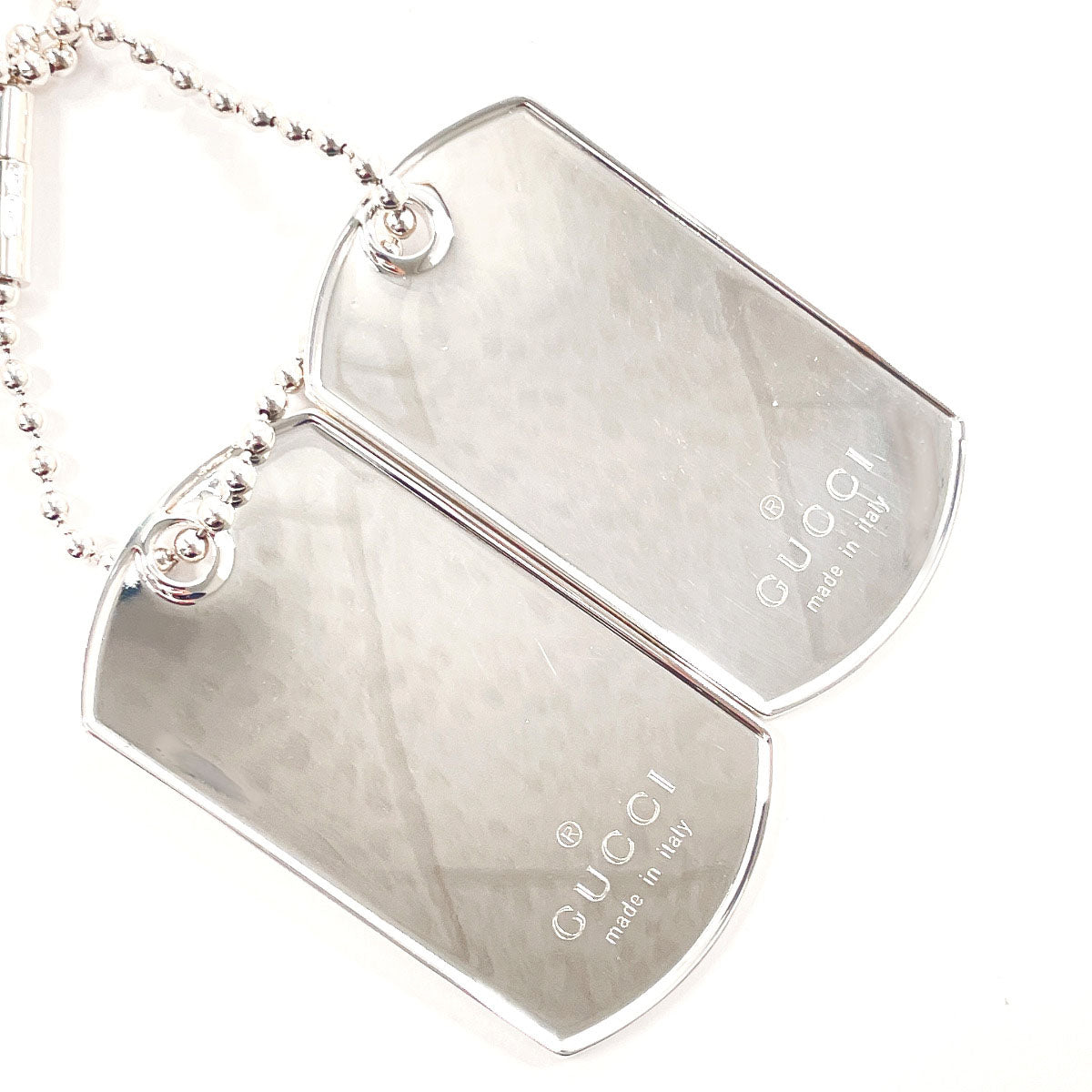 GUCCI Necklace Silver925 Silver Ball chain dog tag double plate
