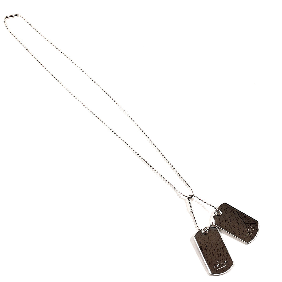 GUCCI Necklace Silver925 Silver Ball chain dog tag double plate