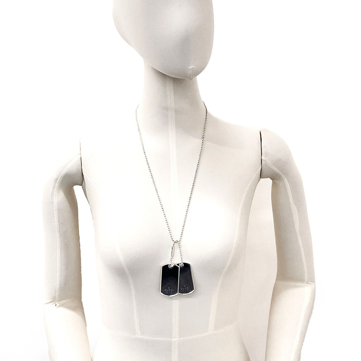 GUCCI Necklace Silver925 Silver Ball chain dog tag double plate