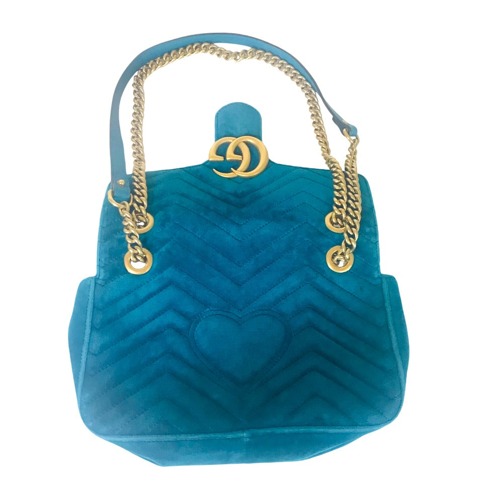 GUCCI Shoulder Bag 443497 Velor green GG Marmont