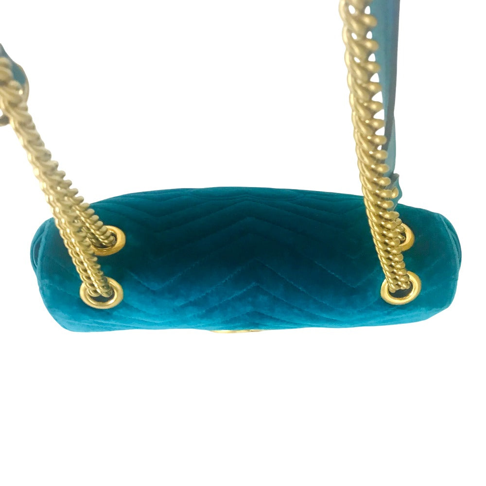 GUCCI Shoulder Bag 443497 Velor green GG Marmont