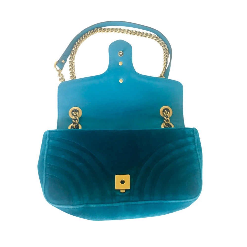 GUCCI Shoulder Bag 443497 Velor green GG Marmont