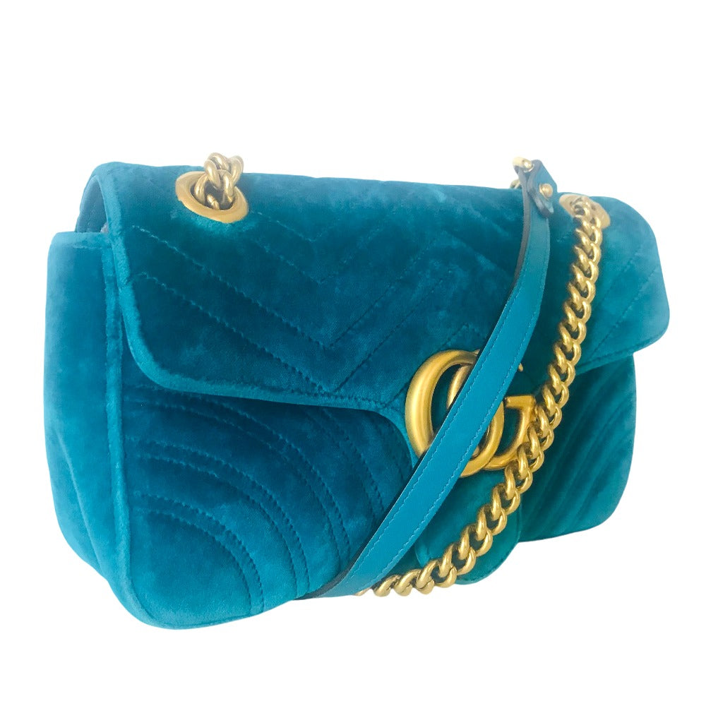 GUCCI Shoulder Bag 443497 Velor green GG Marmont