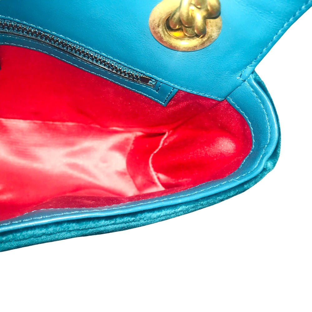 GUCCI Shoulder Bag 443497 Velor green GG Marmont