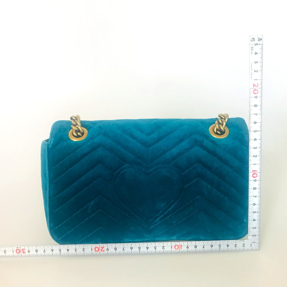 GUCCI Shoulder Bag 443497 Velor green GG Marmont