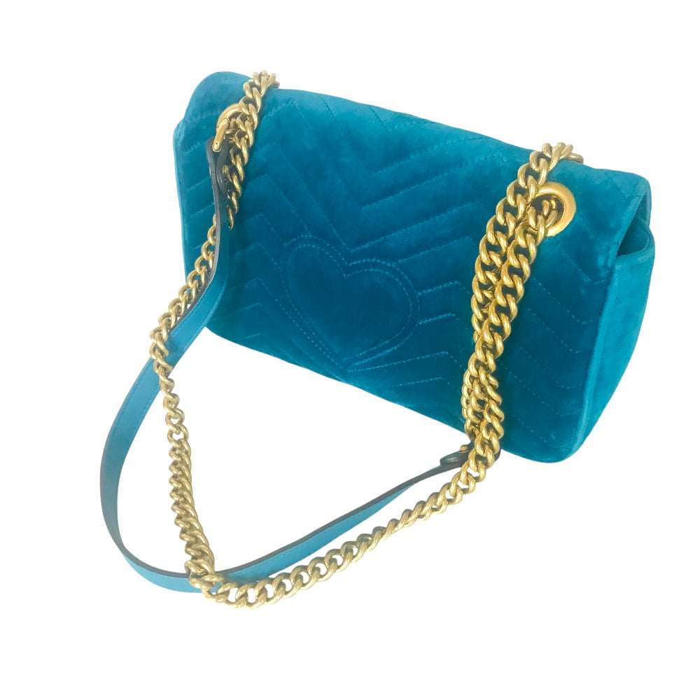 GUCCI Shoulder Bag 443497 Velor green GG Marmont