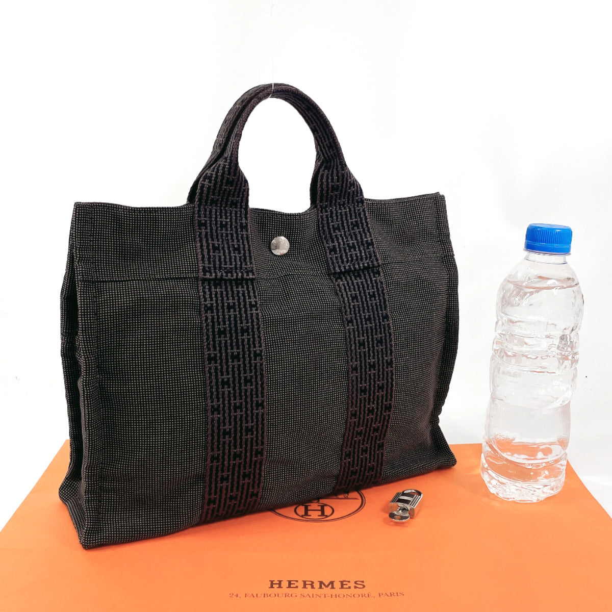 HERMES Tote Bag canvas gray Her Line Tote PM