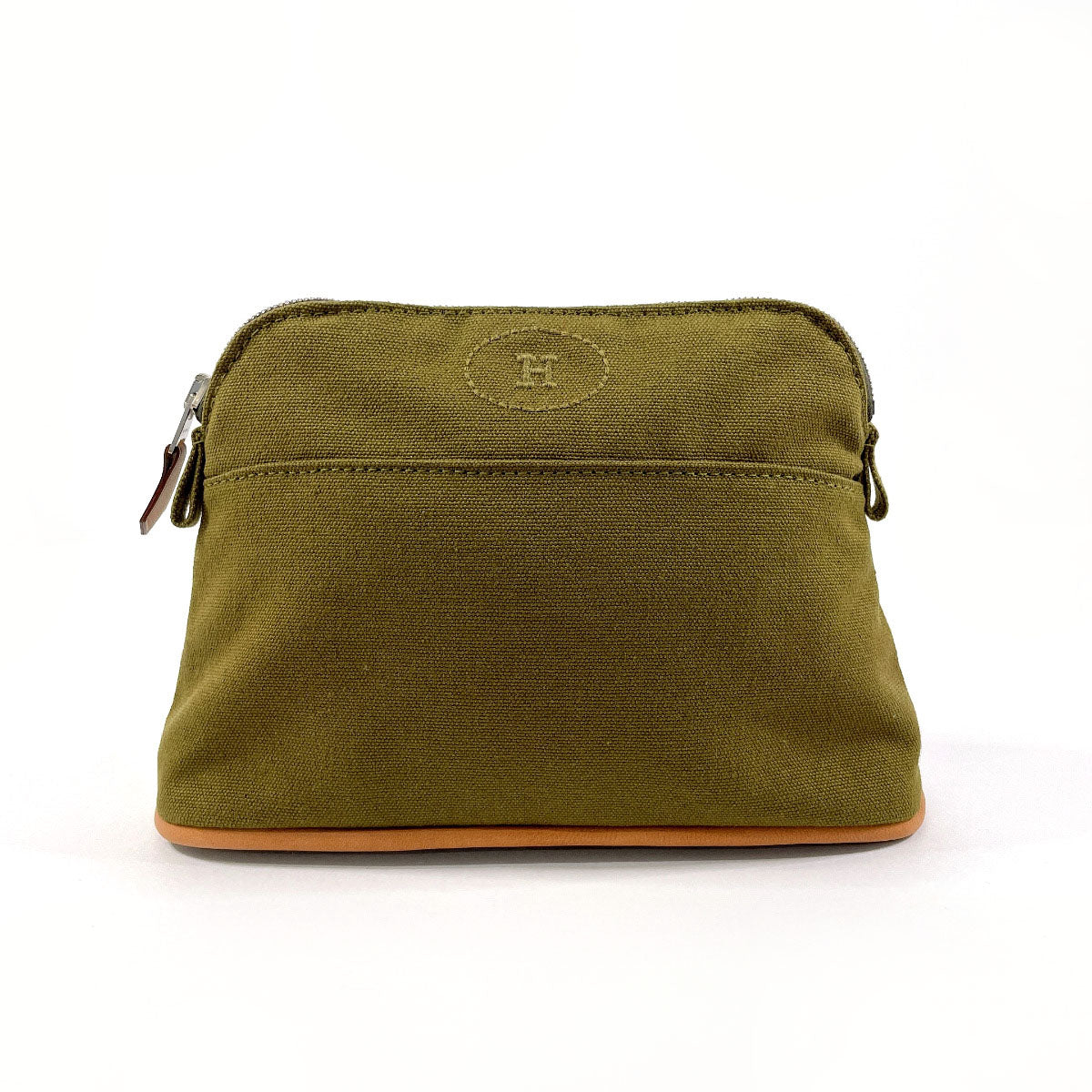 HERMES Pouch Cotton , 100% cotton khaki Bollid pouch mini unisex Used