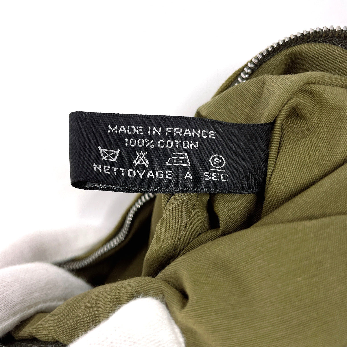 HERMES Pouch Cotton , 100% cotton khaki Bollid pouch mini unisex Used