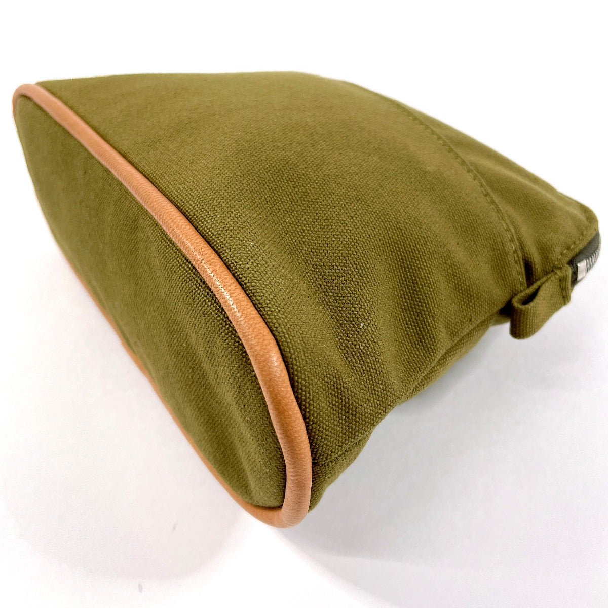 HERMES Pouch Cotton , 100% cotton khaki Bollid pouch mini unisex Used