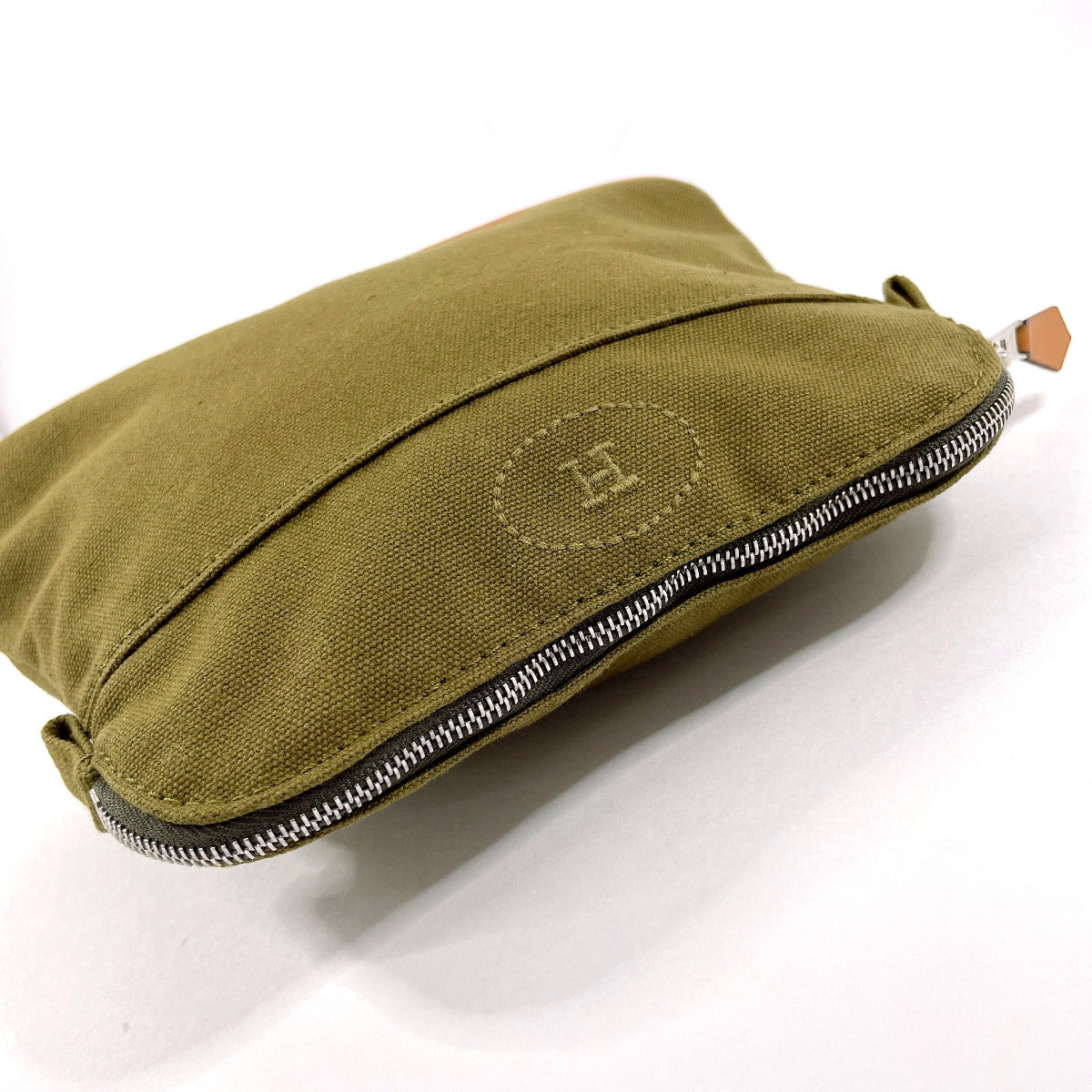 HERMES Pouch Cotton , 100% cotton khaki Bollid pouch mini unisex Used