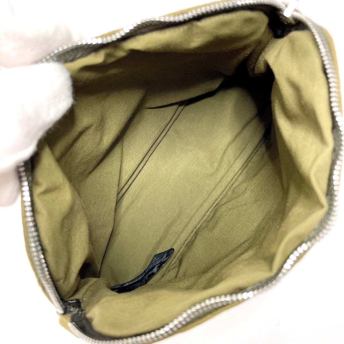 HERMES Pouch Cotton , 100% cotton khaki Bollid pouch mini unisex Used