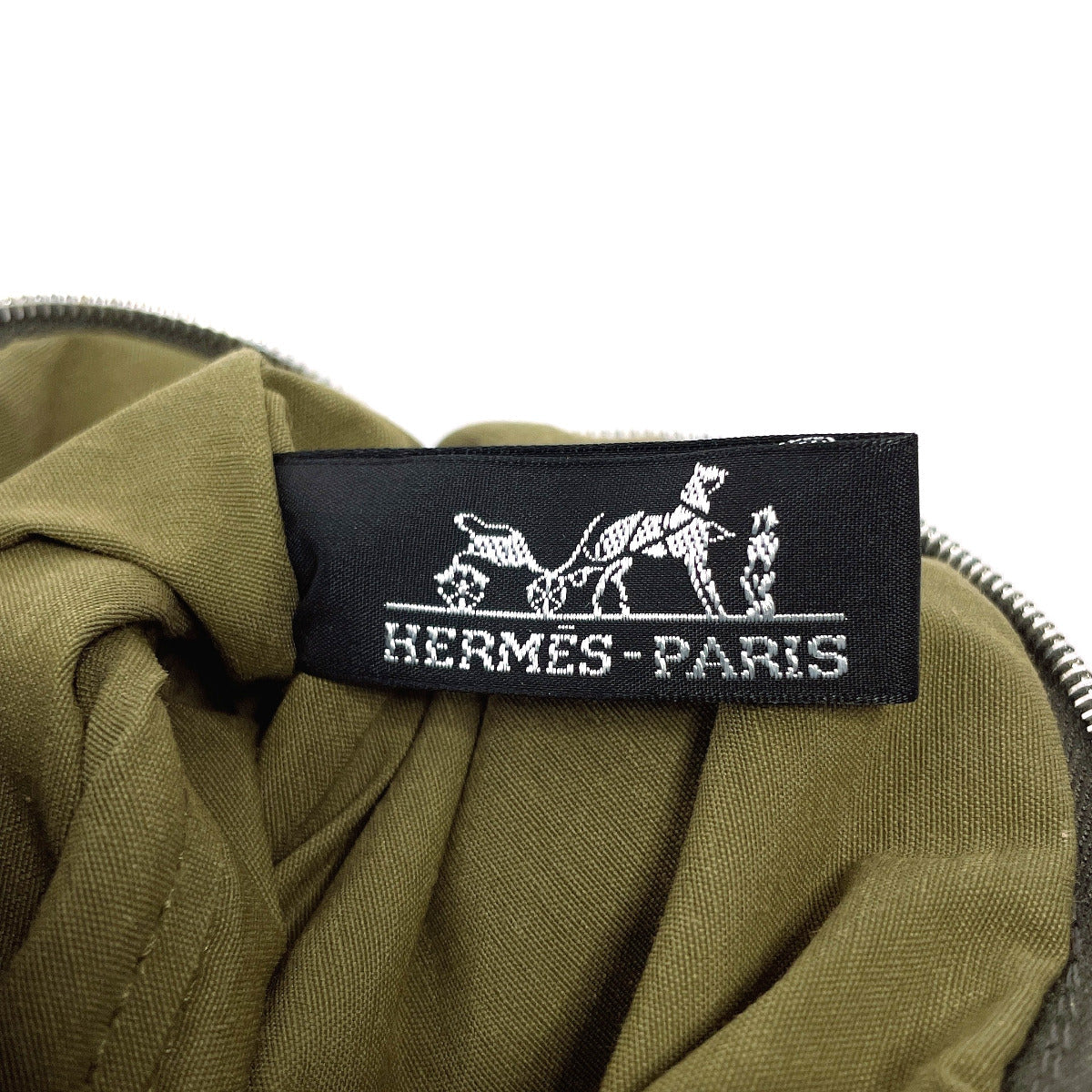 HERMES Pouch Cotton , 100% cotton khaki Bollid pouch mini unisex Used
