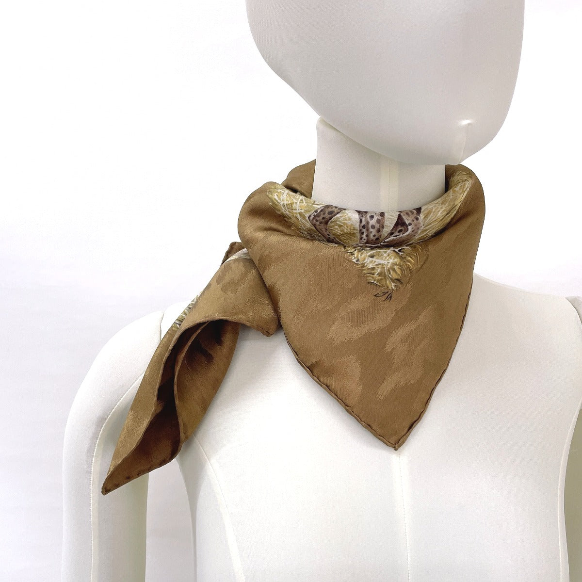 HERMES scarf Silk, 100% silk Brown KENYA Kenya Animal Carre 90 Women Used