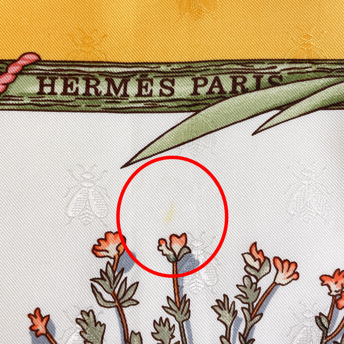 HERMES scarf Silk, 100% silk yellow Herbier de Gavarnie Pressed flowers in the Gavarnie valley Carre 90