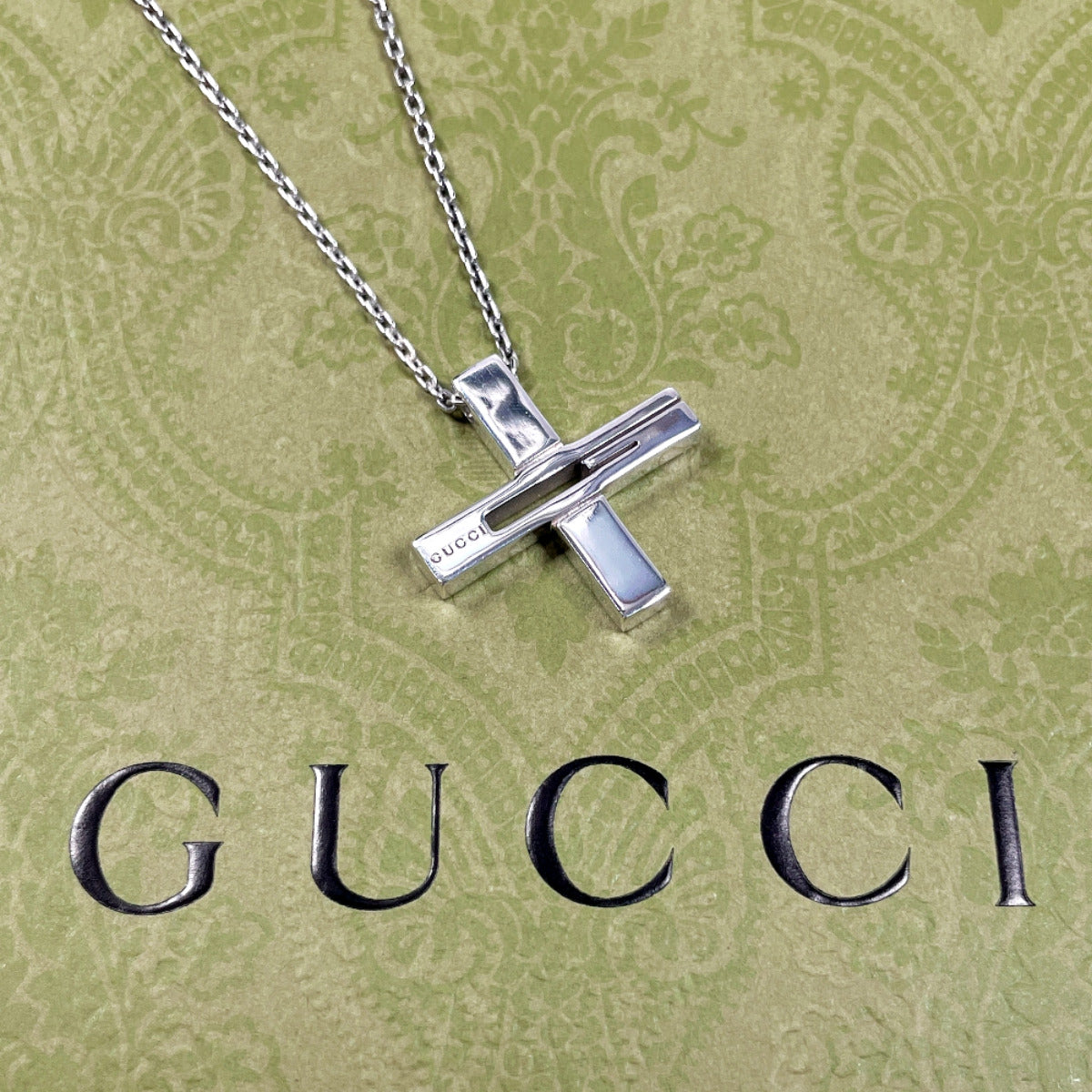 GUCCI Necklace Silver925 Silver Cross Cutout G