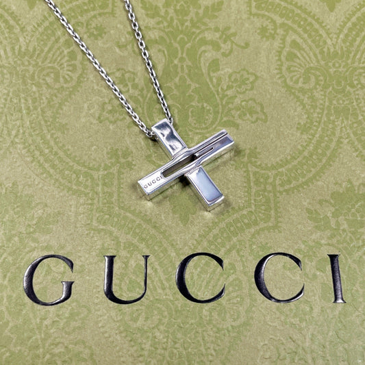 GUCCI Necklace Silver925 Silver Cross Cutout G