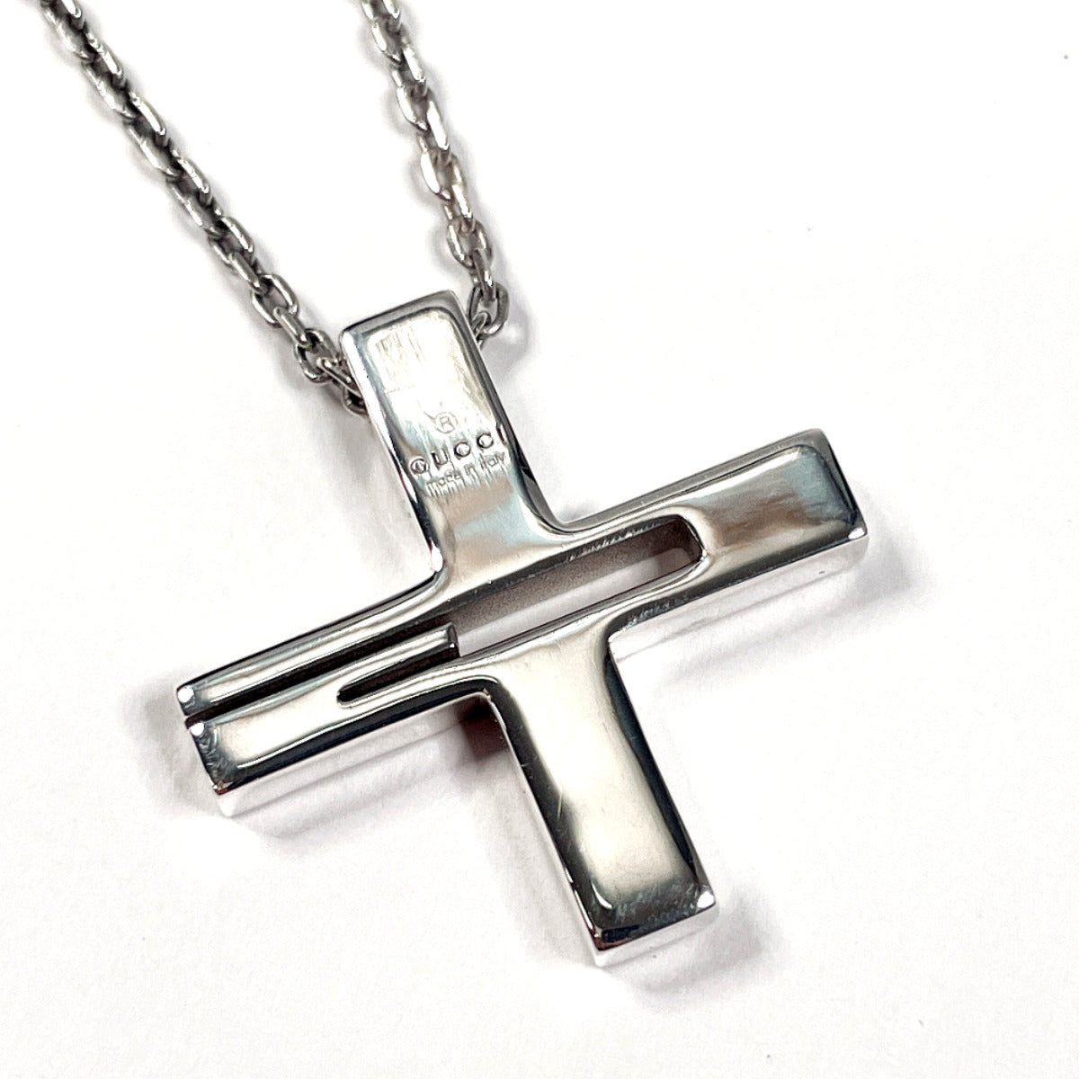 GUCCI Necklace Silver925 Silver Cross Cutout G